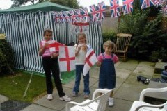 The girls have their flags ready